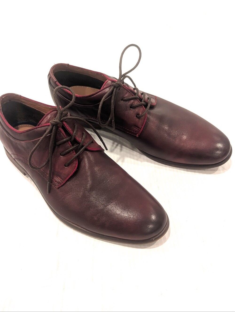 ALDO Men's Burgundy Leather Lace-Up Dress Shoes Oxfords Size 7.5